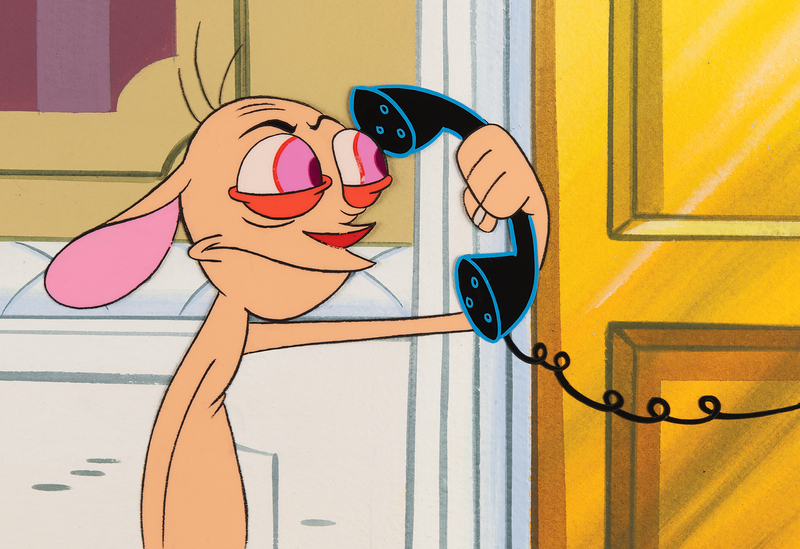 Lot 589 Ren production cel and production master background from The Ren & Stimpy Show