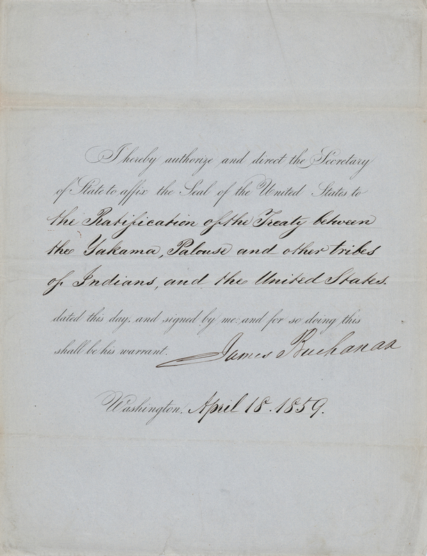 Lot 32 President James Buchanan Ratifies the 1855 Yakama Treaty