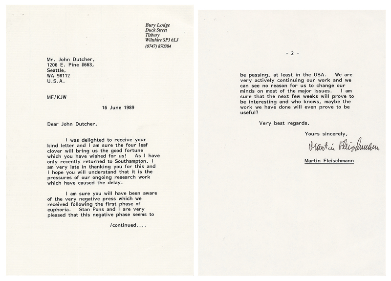 Lot 271 Martin Fleischmann Typed Letter Signed