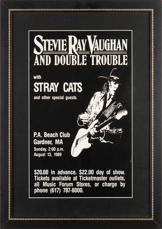 Lot 832 Stevie Ray Vaughan and Double Trouble Original 1989 Concert Poster (Gardner, Massachusetts) - 10.5˝ x 16.25˝