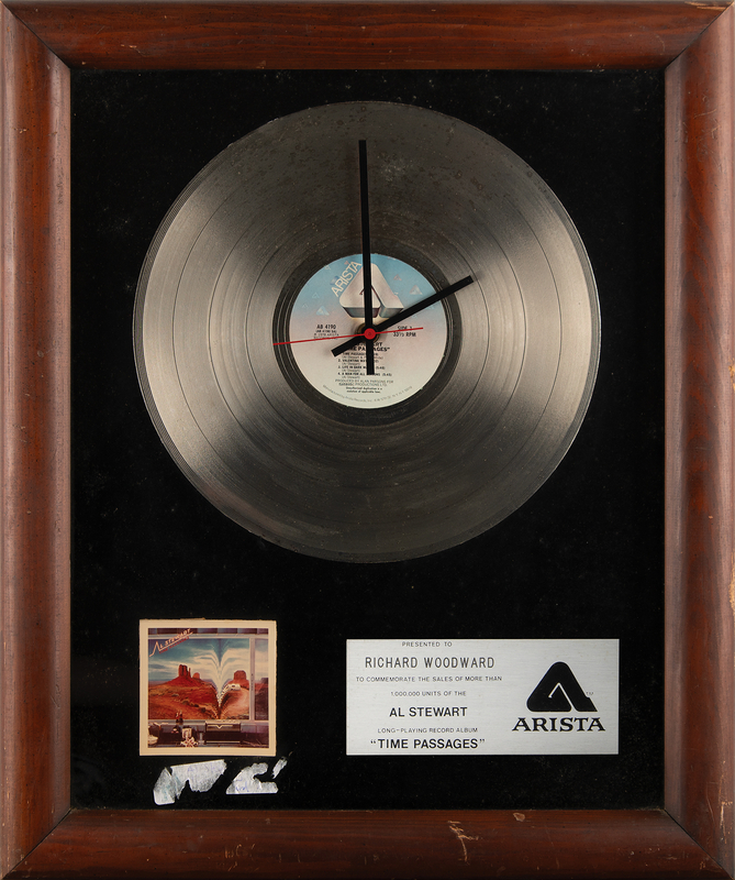 Lot 823 Al Stewart: Arista Records In-House Platinum Sales Award for 'Time Passages'