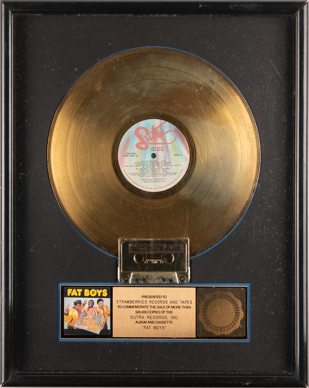 Lot 840 Fat Boys RIAA Gold Sales Award for 'Fat Boys'