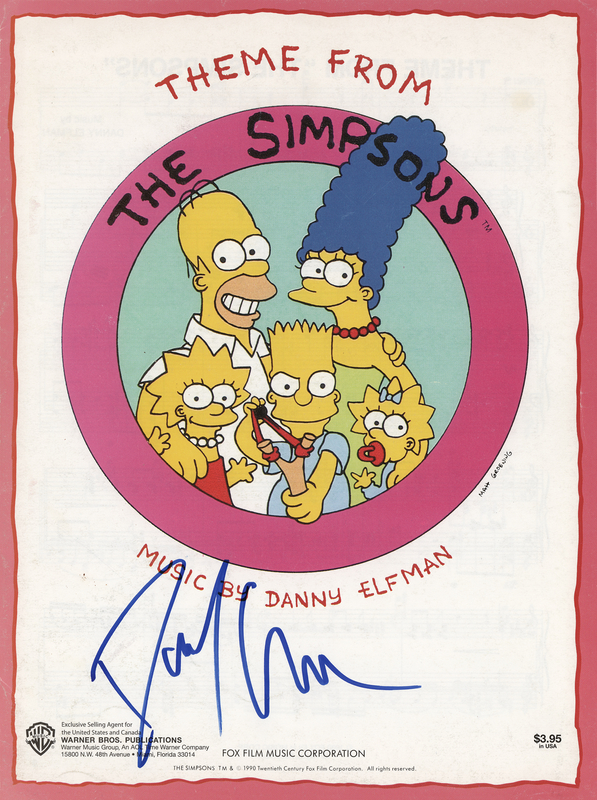 Lot 912 Danny Elfman Signed Sheet Music - Theme from The Simpsons