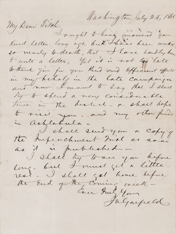 Lot 71 James A. Garfield Autograph Letter Signed on 