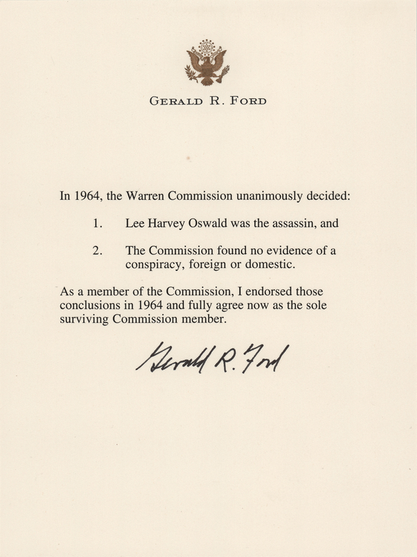 Lot 68 Gerald Ford Signed Souvenir Typescript on JFK Assassination - 