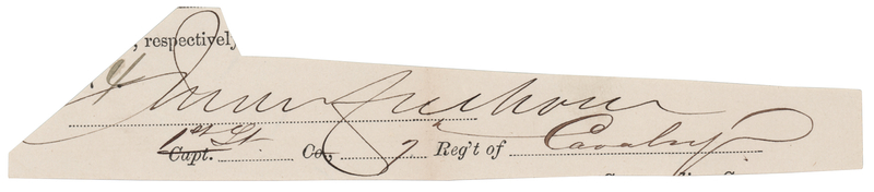 Lot 367 Little Bighorn: James Calhoun Signature - Scarce Autograph of Custer's Brother-in-Law, Killed in Action at Little Bighorn