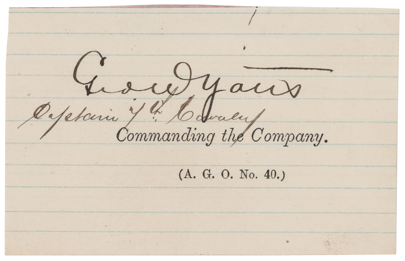 Lot 365 Little Bighorn: George Yates Signature - Killed in Action during Custer's Last Stand