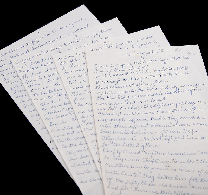 Lot 232 Chief Red Fox Autograph Manuscript Signed - Native American Account of the Battle of the Little Bighorn and Custer's Last Stand: 