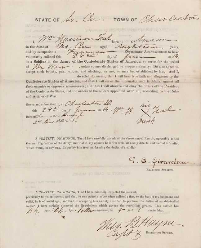 Lot 418 Confederate Enlistment Document (1864)