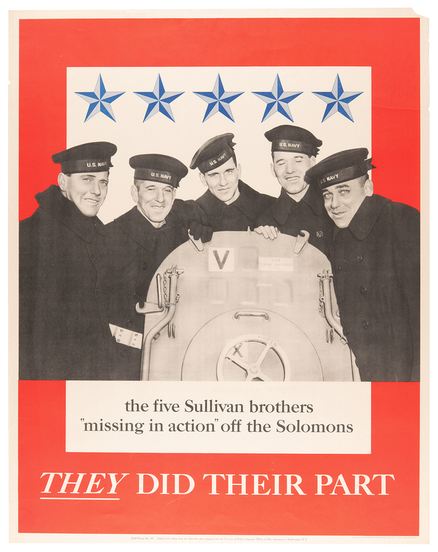 Lot 482 World War II Poster: 'The Sullivan Brothers - They Did Their Part' (1943)