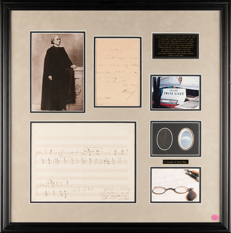 Lot 654 Franz Liszt Handwritten Musical Quotation, Autograph Letter Signed, and Strands of Hair
