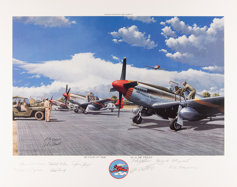 Lot 471 Tuskegee Airmen (9) Signed Lithograph - 'Button Up Time' (Ltd. Ed. #1230/1500)