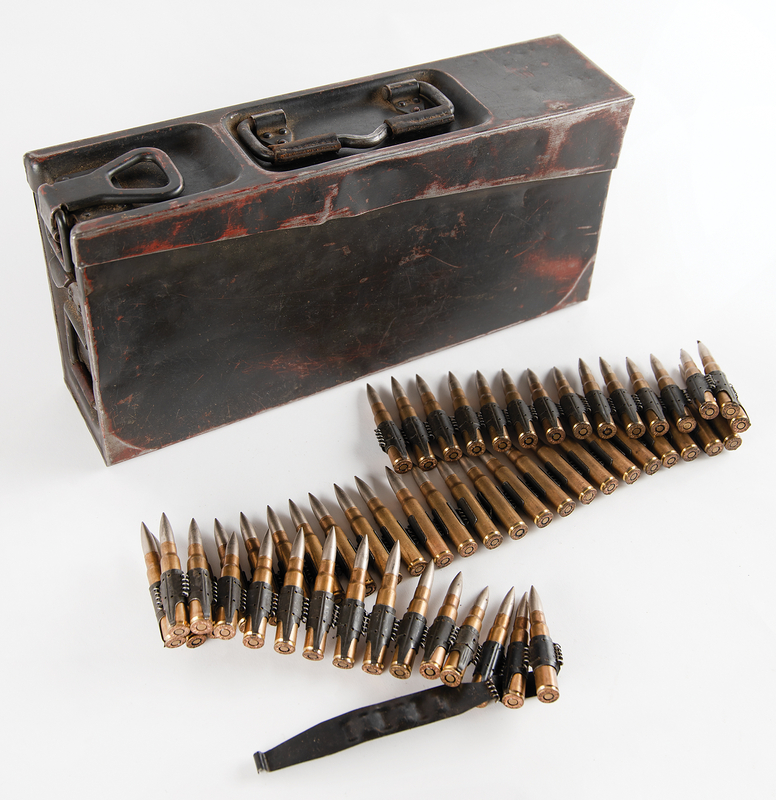 Lot 436 German MG34/42 Ammunition Can and Linked Ammo Belt