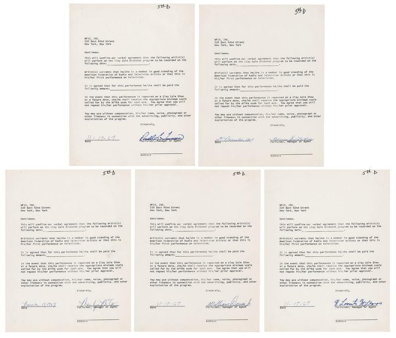 Lot 772 The Fifth Dimension (5) Signed Contracts