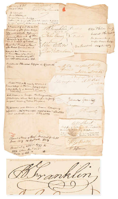 Lot 154 Benjamin Franklin Signature, with Colleagues from the American Philosophical Society
