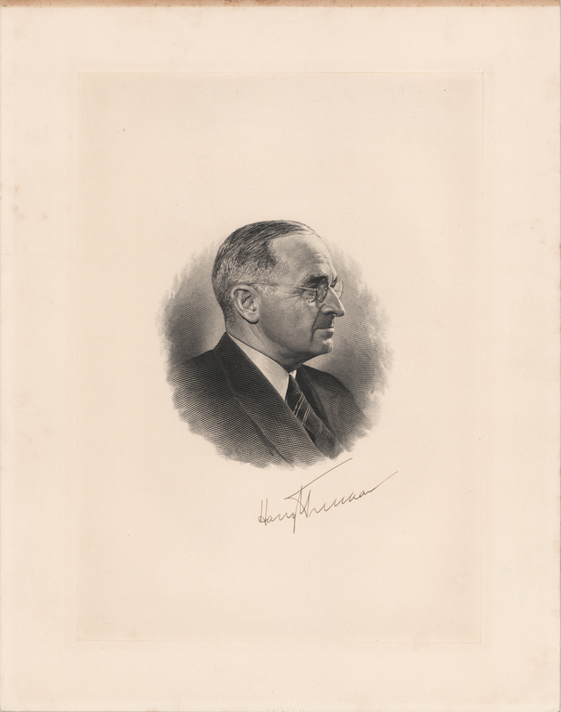 Lot 127 Harry S. Truman Signed Engraving
