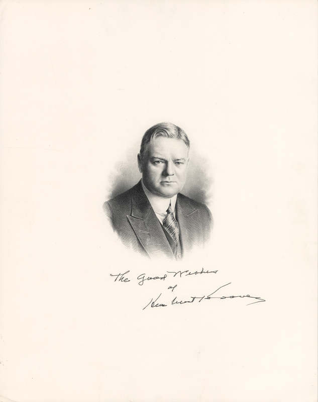 Lot 82 Herbert Hoover Signed Engraving