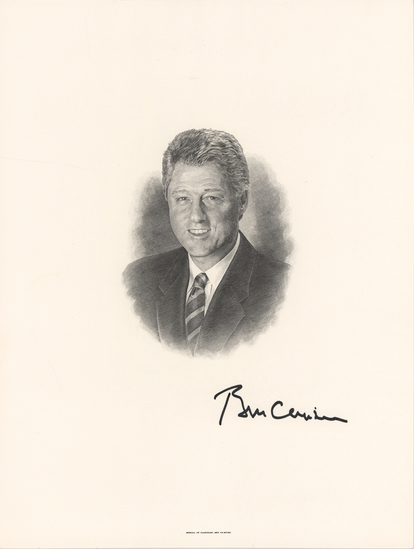 Lot 52 Bill Clinton Signed Engraving
