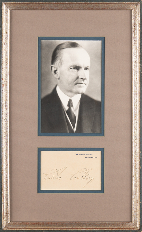 Lot 57 Calvin Coolidge Signed White House Card