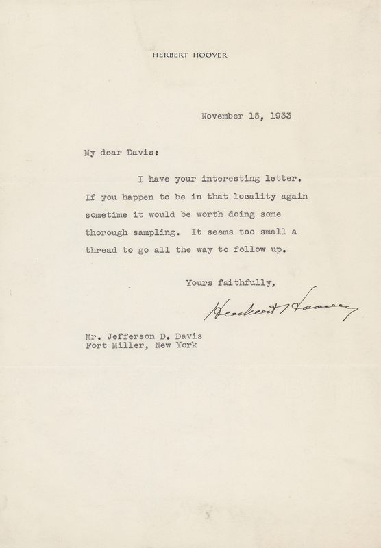Lot 84 Herbert Hoover Typed Letter Signed