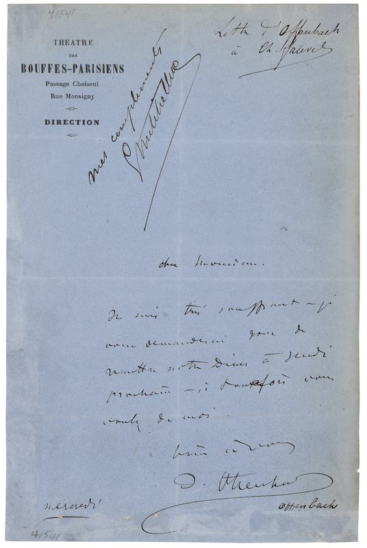 Lot 699 Jacques Offenbach Autograph Letter Signed