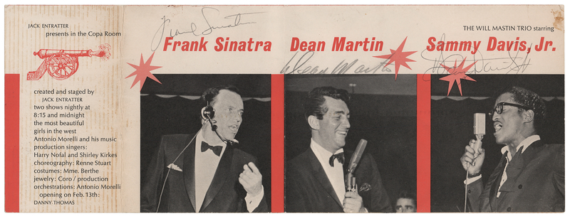 Lot 861 Rat Pack Signed Postal Card from The Sands Hotel and Casino - Frank Sinatra, Dean Martin, and Sammy Davis, Jr.