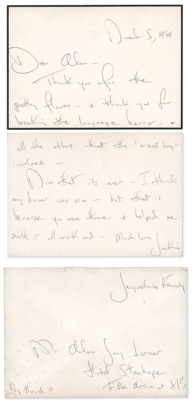 Lot 90 Jacqueline Kennedy Autograph Letter Signed to Camelot Lyricist Alan Jay Lerner