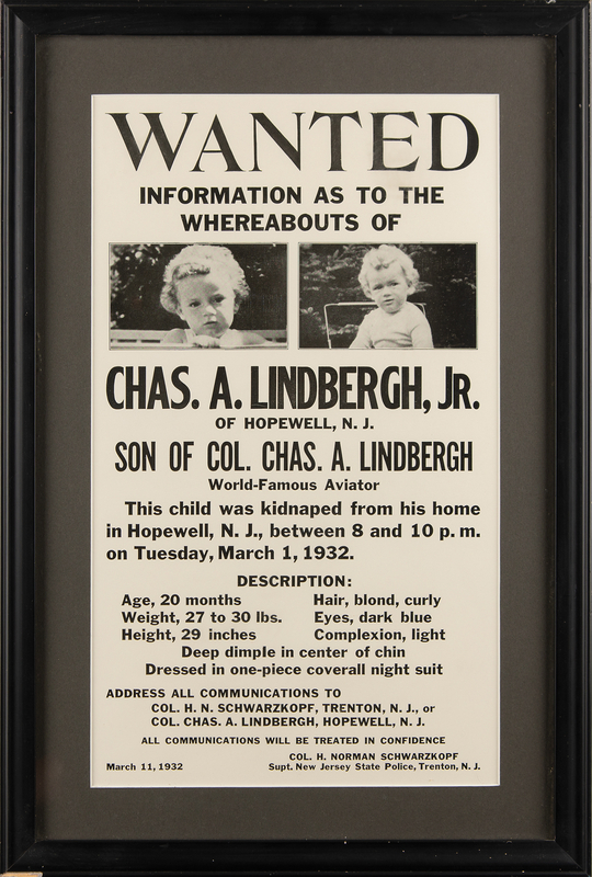 Lot 292 Lindbergh Kidnapping Wanted Poster