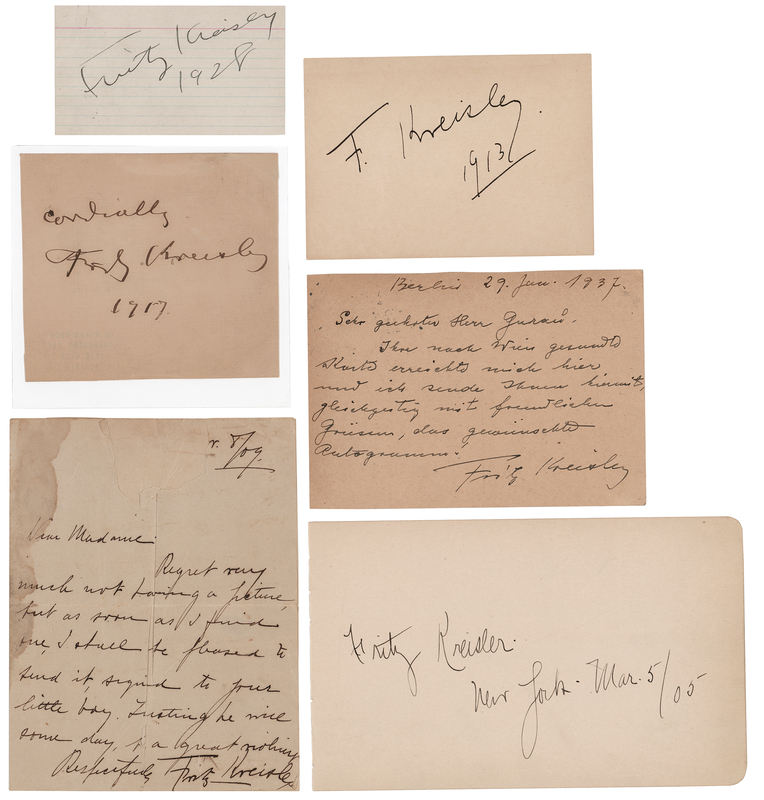 Lot 698 Fritz Kreisler (6) Signed Items