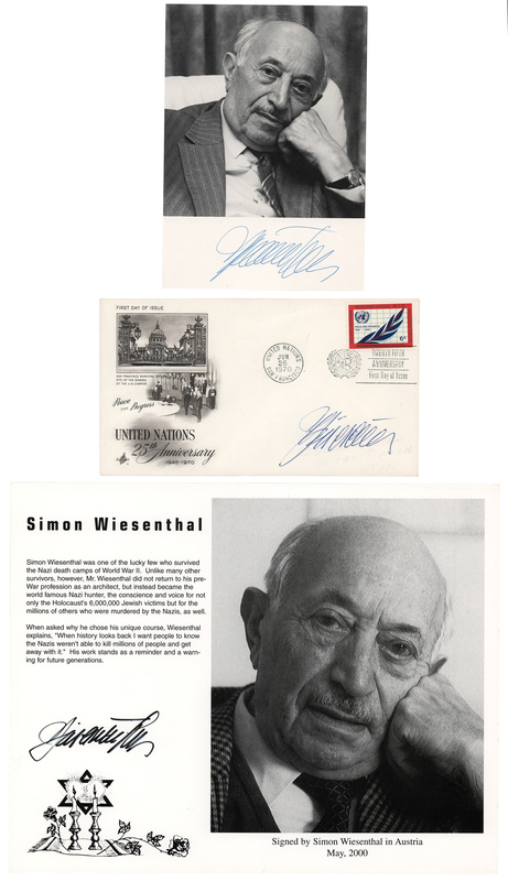 Lot 328 Simon Wiesenthal (3) Signed Items - FDC and Photographs