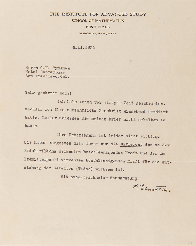 Lot 203 Albert Einstein Typed Letter Signed on the 