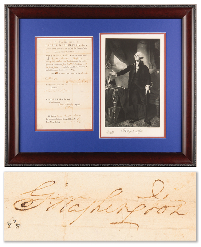 Lot 1 George Washington Signed Revolutionary War Discharge Certificate (1783)