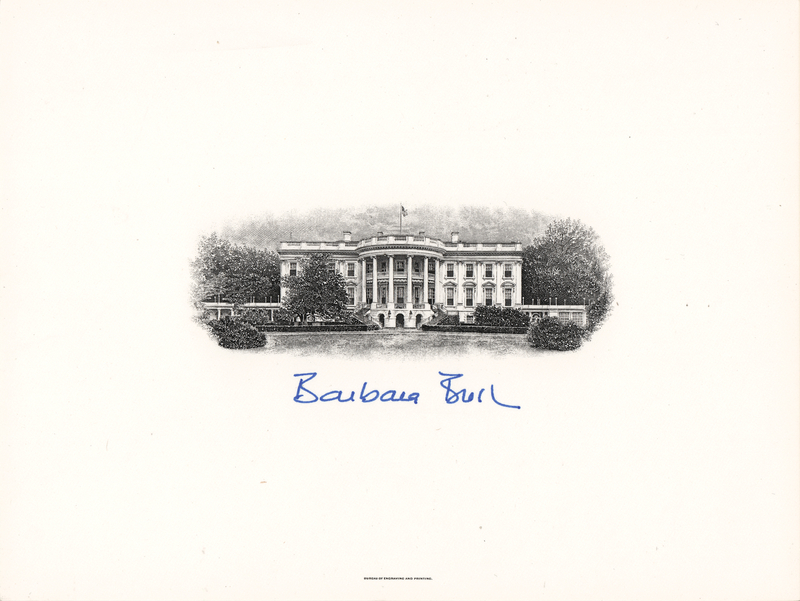 Lot 34 Barbara Bush Signed White House Engraving