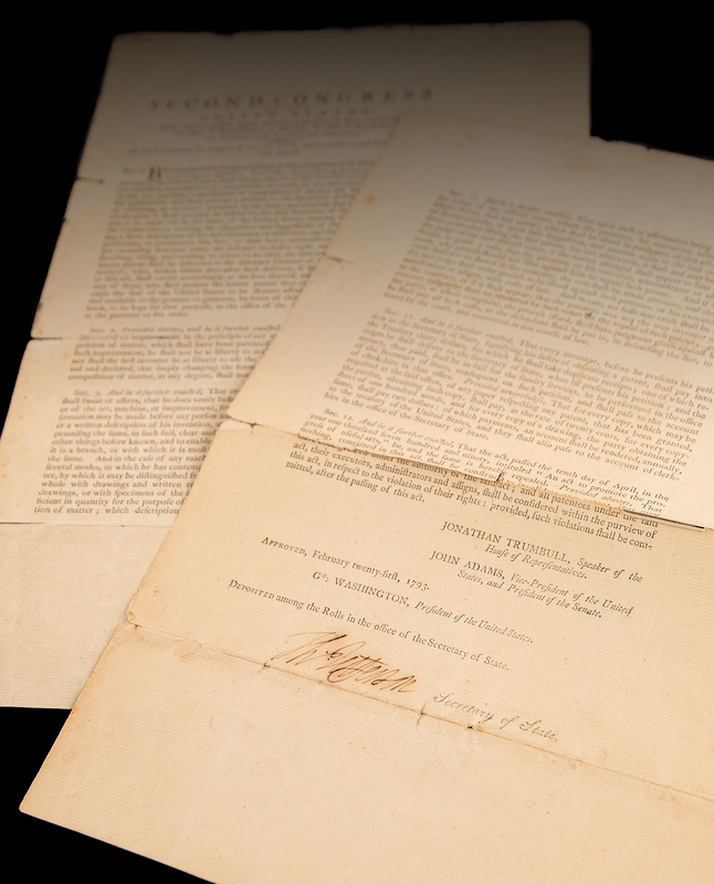 Lot 4 Thomas Jefferson Document Signed as Secretary of State - Act of Congress to Promote the Progress of Useful Arts (Patent Act of 1793)