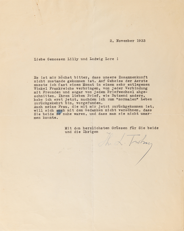 Lot 170 Leon Trotsky Typed Letter Signed