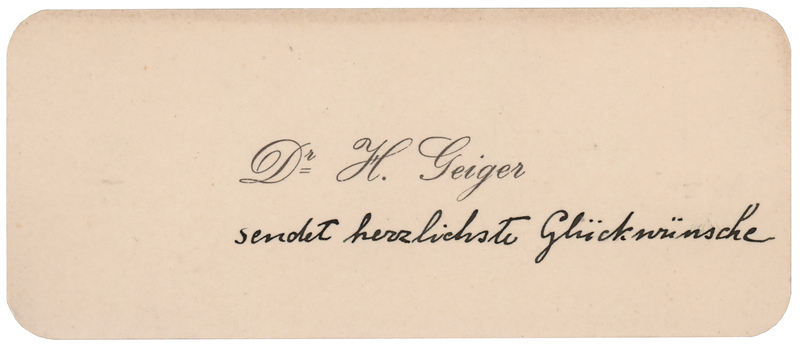 Lot 204 Hans Geiger Hand-Annotated Calling Card