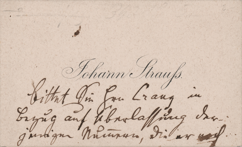 Lot 703 Johann Strauss II Autograph Note on Calling Card