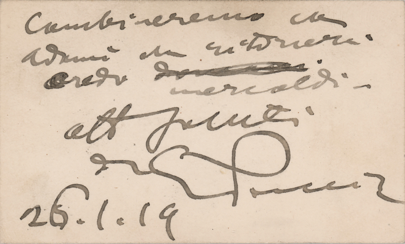 Lot 702 Giacomo Puccini Autograph Note Signed on Calling Card