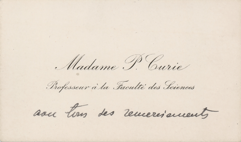 Lot 199 Marie Curie Calling Card
