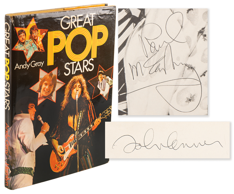 Lot 682 Rock and Roll Legends Multi-Signed (100+) Book, with John Lennon, Paul McCartney, Frank Sinatra, Michael Jackson, Eric Clapton, Robert Plant, Mick Jagger, Simon and Garfunkel, and Many More