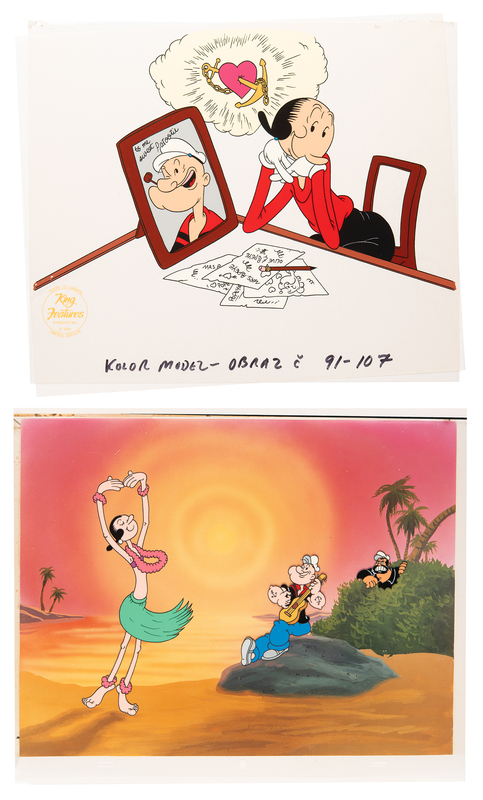 Lot 584 Myron Waldman (2) color model cels for limited edition Popeye cels