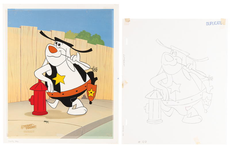 Lot 574 Terrytoons color model cel and production drawing for a Deputy Dawg limited edition cel