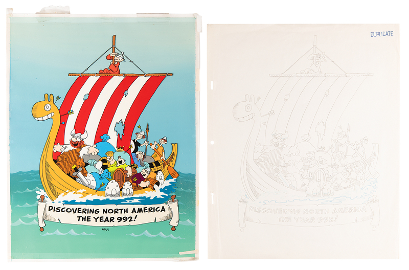 Lot 575 King Features key master background prototype set-up for a limited edition Hagar the Horrible cel