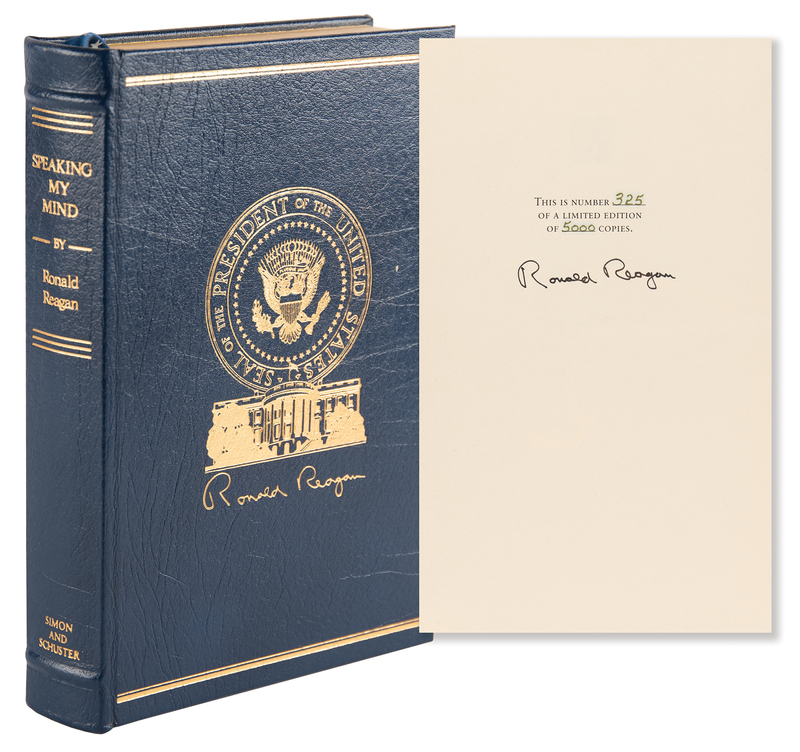 Lot 111 Ronald Reagan Signed Book - Speaking My Mind (Deluxe Ltd. Ed. #325/5000)