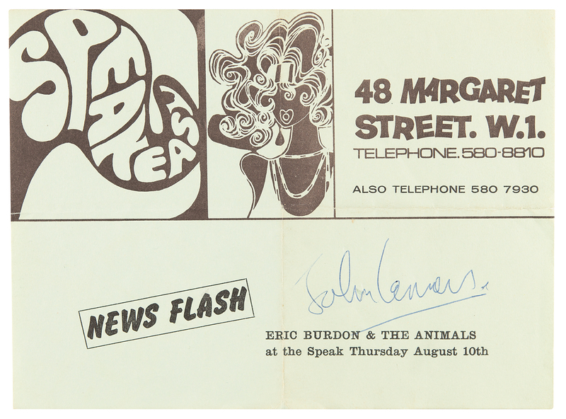 Lot 664 Beatles: John Lennon Signed 1967 'Speakeasy Club' Handbill