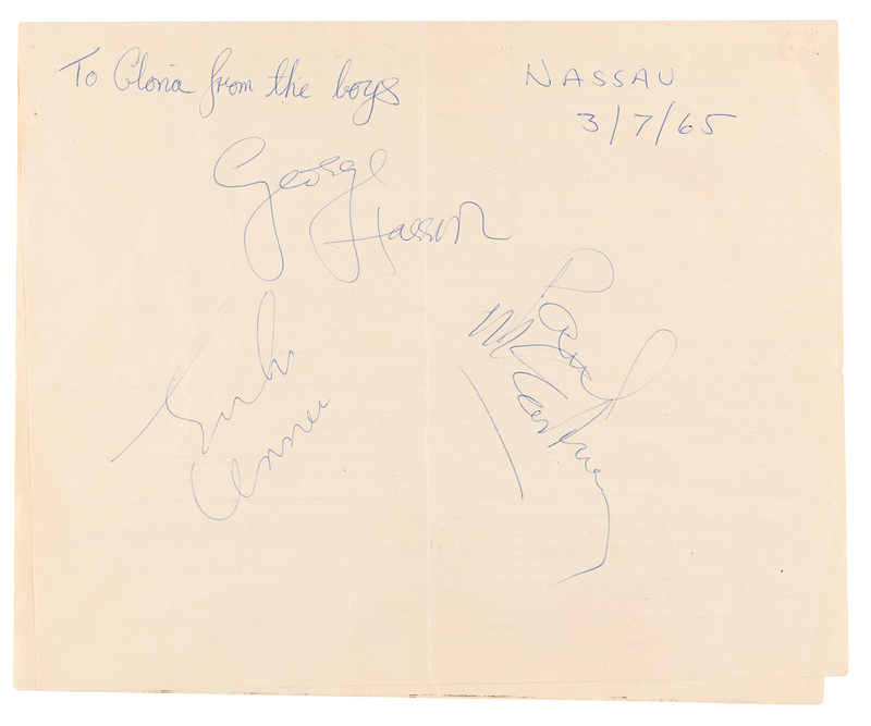 Lot 659 Beatles Signatures and (9) Original Candid Photographs - Obtained in the Bahamas During the Filming of Help! (March 7, 1965)