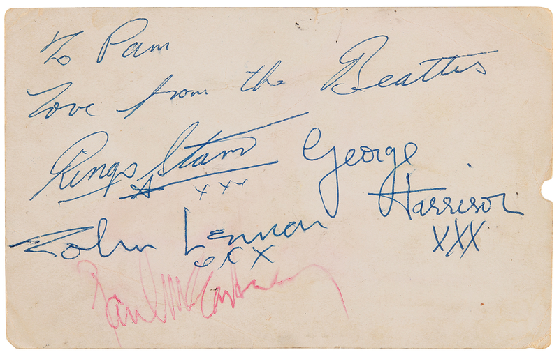 Lot 658 Beatles Signed Parlophone Promo Card - Obtained at the Leyton Baths on April 8, 1963