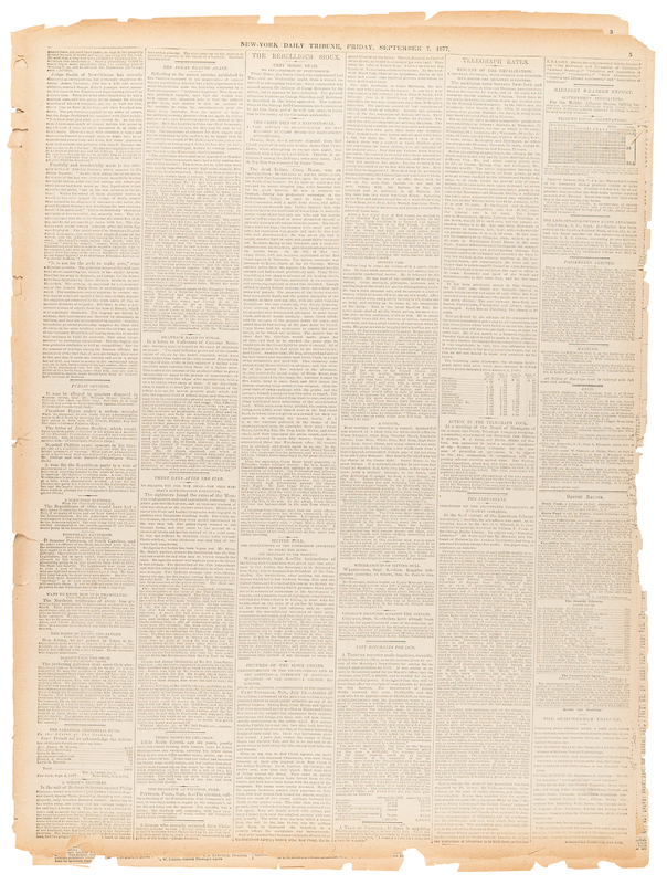 Lot 337 Crazy Horse: New-York Tribune from September 7, 1877