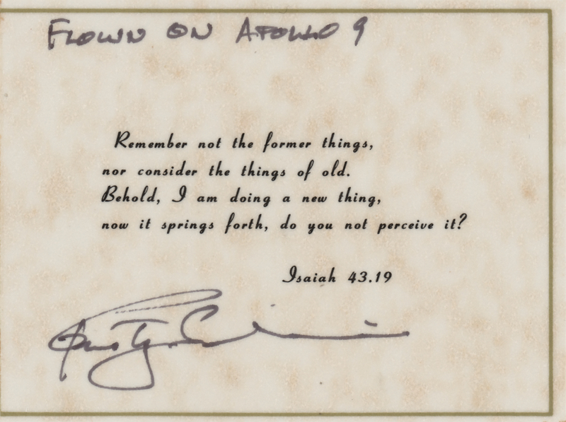 Lot 515 Apollo 9 Flown Bible Verse Signed by Rusty Schweickart