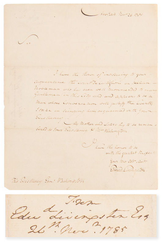 Lot 2 George Washington Handwritten Docketing Notation (November 26, 1785)